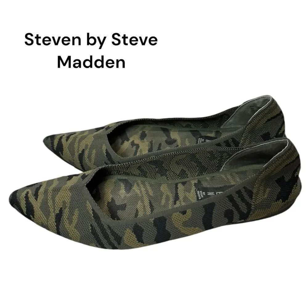 Steven by Steve Madden Rosy Camo Knit Pointed Toe Slip-on Flats 9